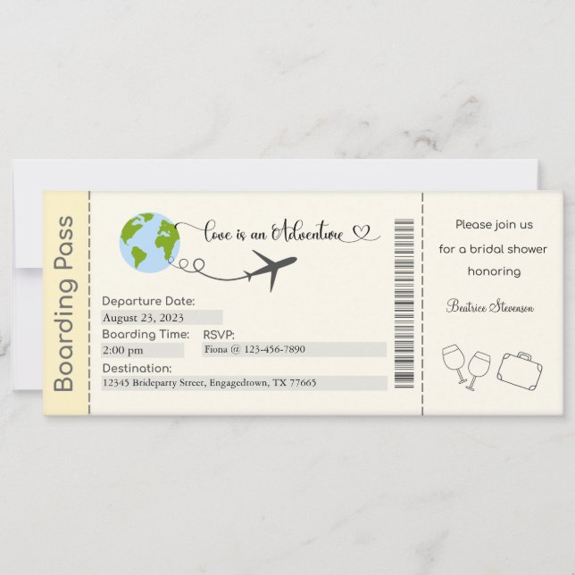 Invitación a la ducha de novias, invitación al com (Anverso)