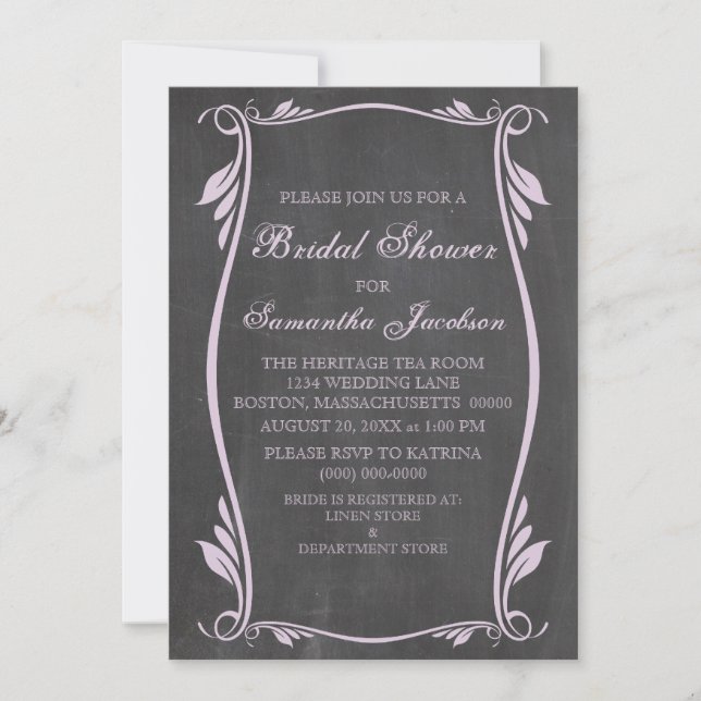 Invitación a la ducha de novias Lilac Flourish Cha (Anverso)