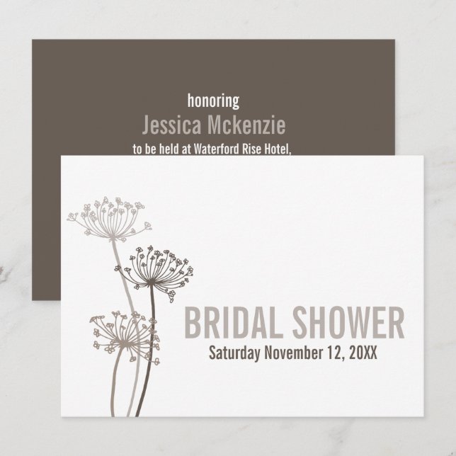 Invitación a la ducha de novias marrón moderno Che (Anverso / Reverso)