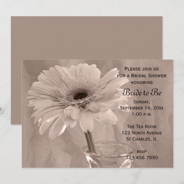 Invitación a la ducha de novias marrón rosa pálido (Anverso / Reverso)