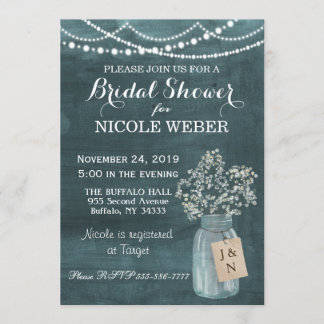 Invitación a la ducha de novias Mason Jar Barn, un