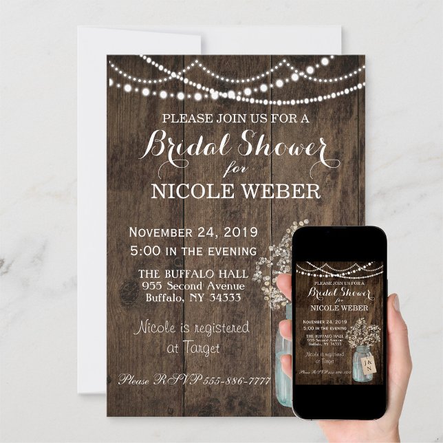 Invitación a la ducha de novias Mason Jar Barn, un (Subido por el creador)