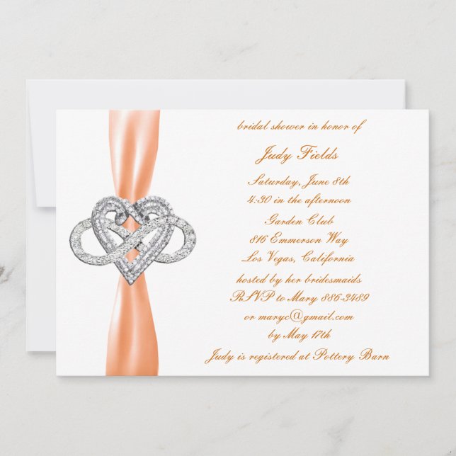 Invitación a la ducha de novias naranja Infinity H (Anverso)