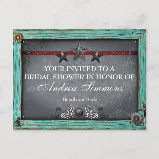 Invitación a la ducha de novias occidental en un p (Anverso)