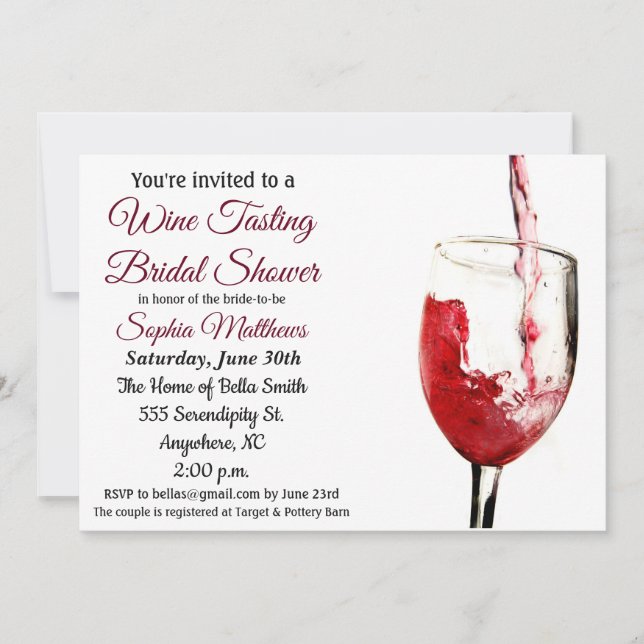 Invitación a la ducha de novias para degustación d (Anverso)