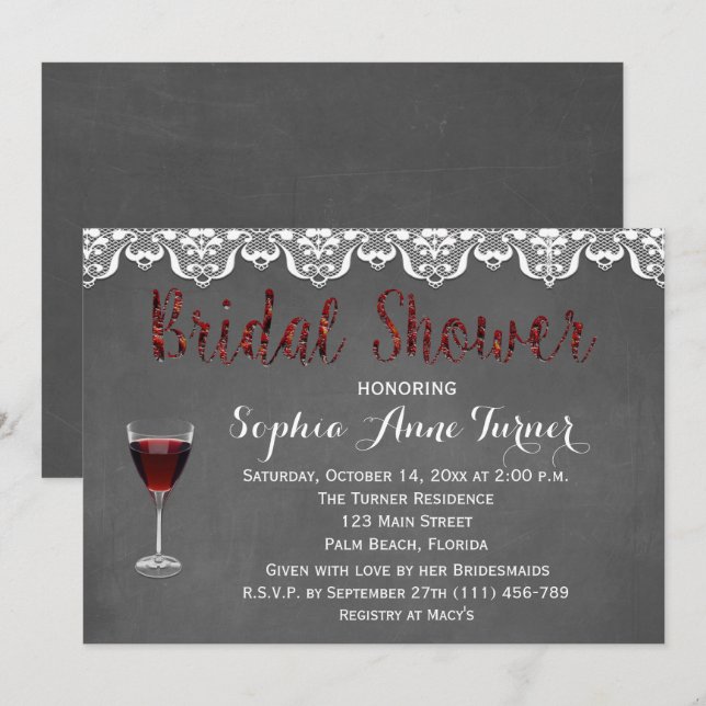 Invitación a la ducha de novias para degustación d (Anverso / Reverso)