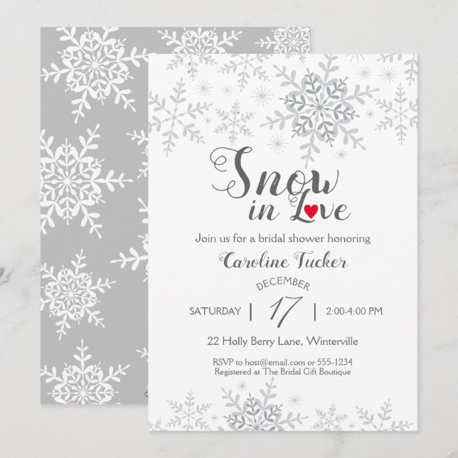 Invitación a la ducha de novias para ver nevadas e (Anverso / Reverso)