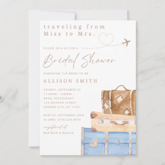 Invitación a la ducha de novias para viajeros de t