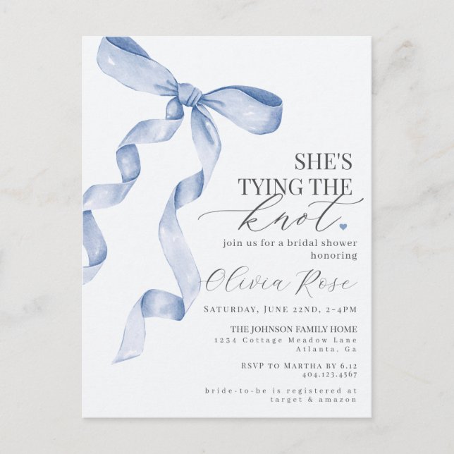 Invitación a la ducha de novias Pastel Blue Coquet (Anverso)