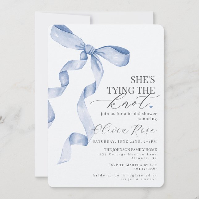 Invitación a la ducha de novias Pastel Blue Coquet (Anverso)
