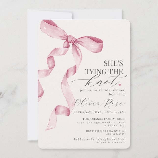 Invitación a la ducha de novias Pastel Pink Coquet (Anverso)