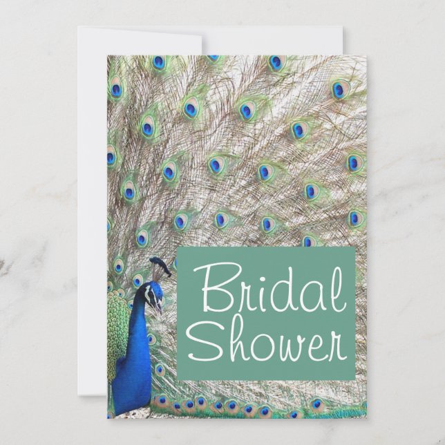 Invitación a la ducha de novias pavo real (Anverso)