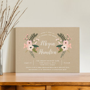 Invitación a la ducha de novias Peach Meadow Kraft