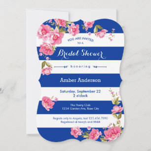 Invitación a la ducha de novias Peonies y Stripes