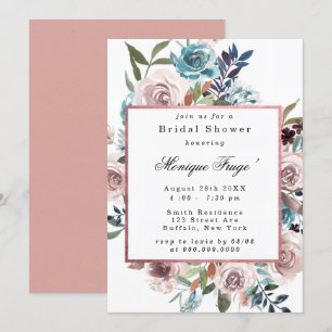 Invitación a la ducha de novias Peony rosa y Verde