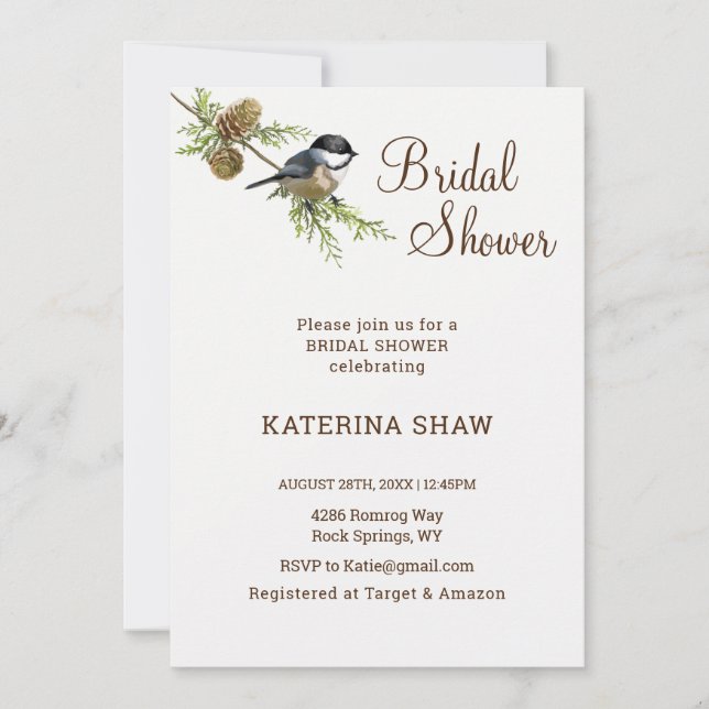 Invitación a la ducha de novias por la naturaleza  (Anverso)