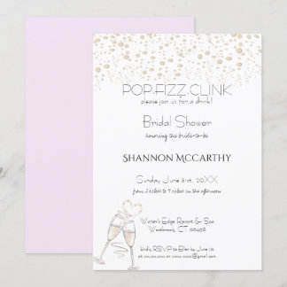 Invitación a la ducha de novias por Pop Fizz Clink
