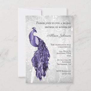 Invitación a la ducha de novias Purple Peacock