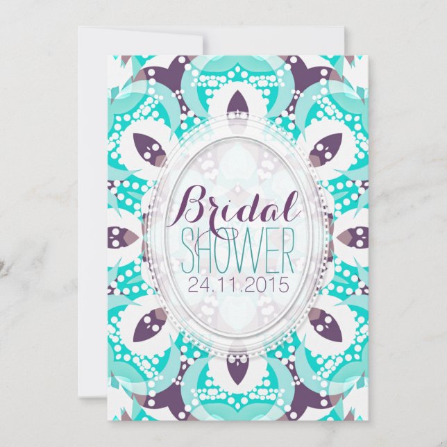 Invitación a la ducha de novias púrpura Aqua Tropi (Anverso)