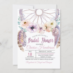 Invitación a la ducha de novias púrpura Boho Dream