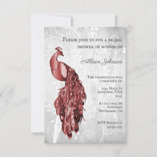 Invitación a la ducha de novias Red Peacock
