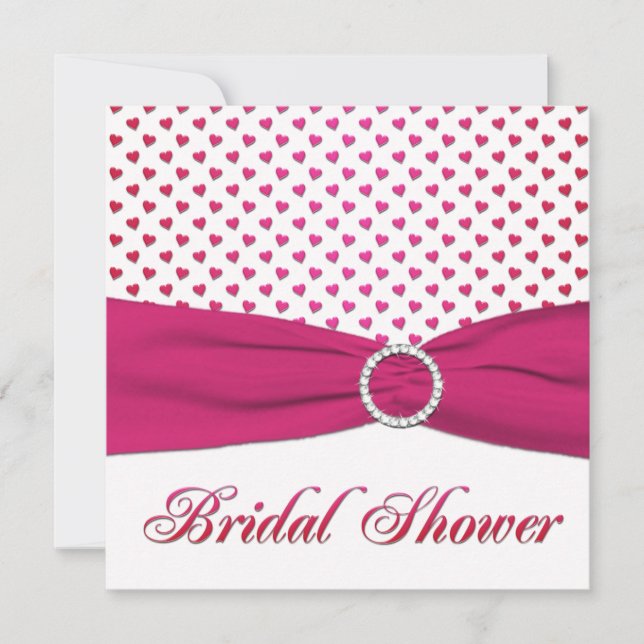 Invitación a la ducha de novias Red, Pink y White  (Anverso)
