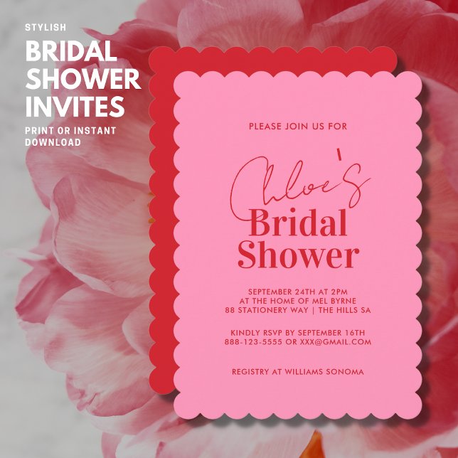Invitación a la ducha de novias rojas y rosadas de (Subido por el creador)