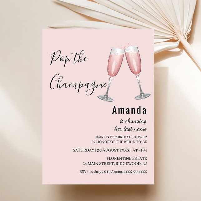 Invitación a la ducha de novias rosa de champagne (Subido por el creador)