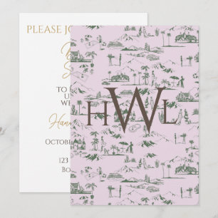 Invitación a la ducha de novias rosa moderno