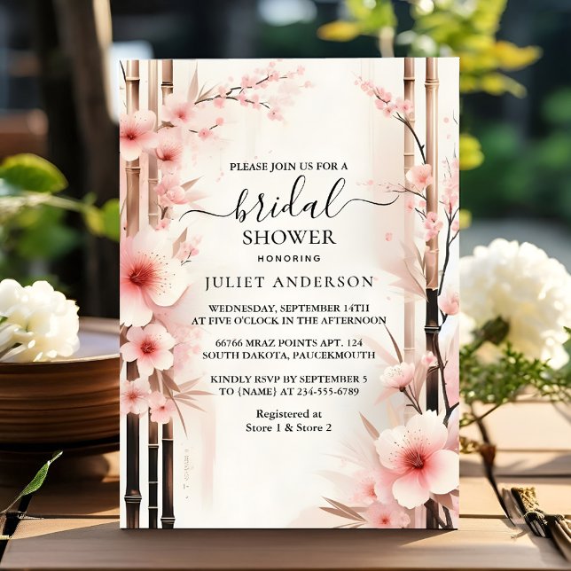 Invitación A la ducha de novias rosada Sakura Cherry Blossom (Subido por el creador)