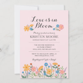 Invitación a la ducha de novias rosadas con flores