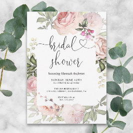 Invitación a la ducha de novias rosadas en el jard