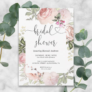 Invitación a la ducha de novias rosadas en el jard