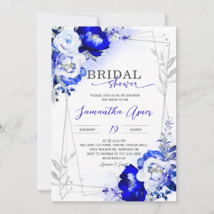 Invitación a la ducha de novias Royal Blue and Sil