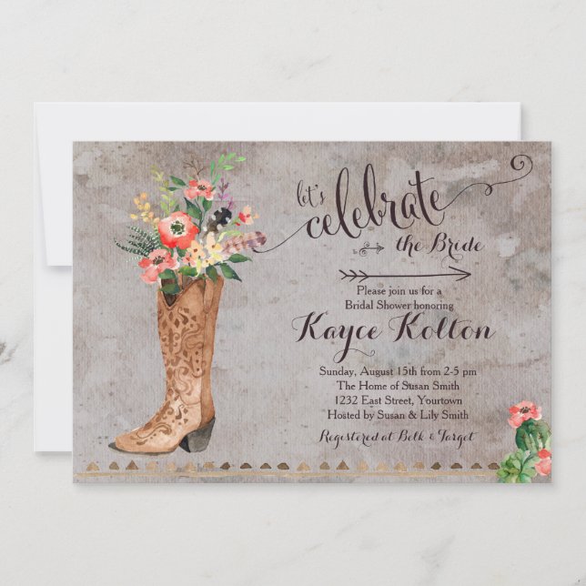 Invitación a la ducha de novias rusticas (Anverso)