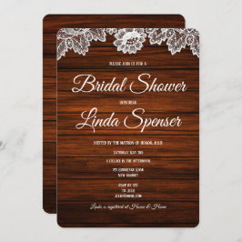 Invitación a la ducha de novias rusticas de madera