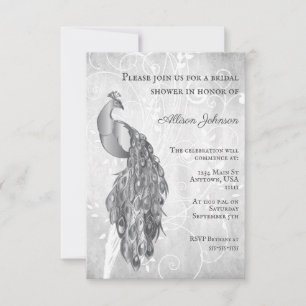 Invitación a la ducha de novias Silver Peacock