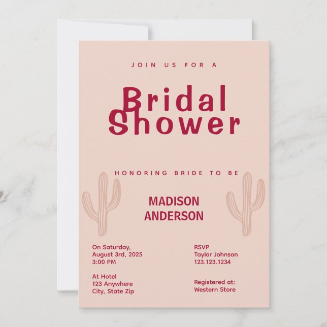 Invitación a la ducha de novias tema de moda (Anverso)