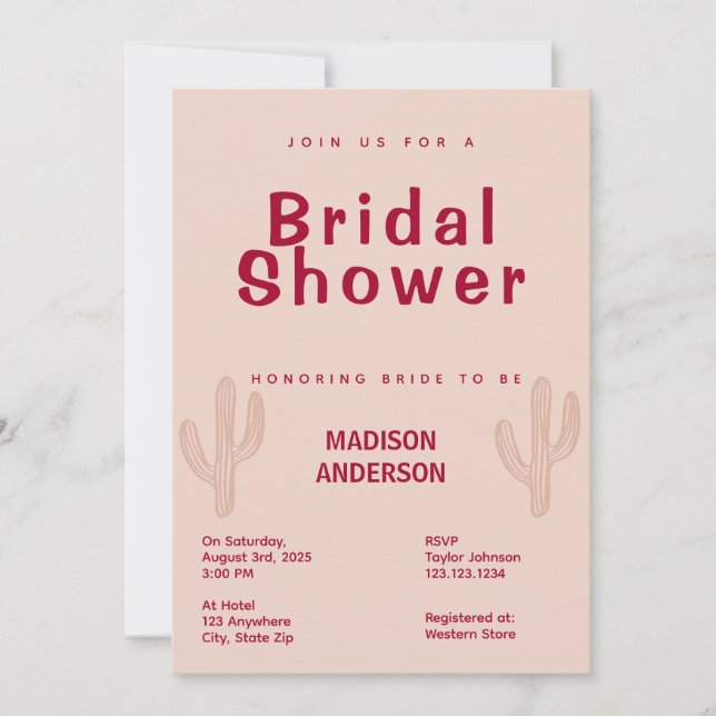 Invitación a la ducha de novias tema de moda (Anverso)