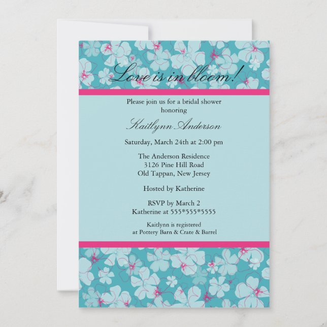 Invitación a la ducha de novias tropical floral (Anverso)