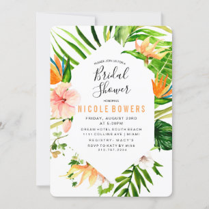 Invitación a la ducha de novias tropical floral