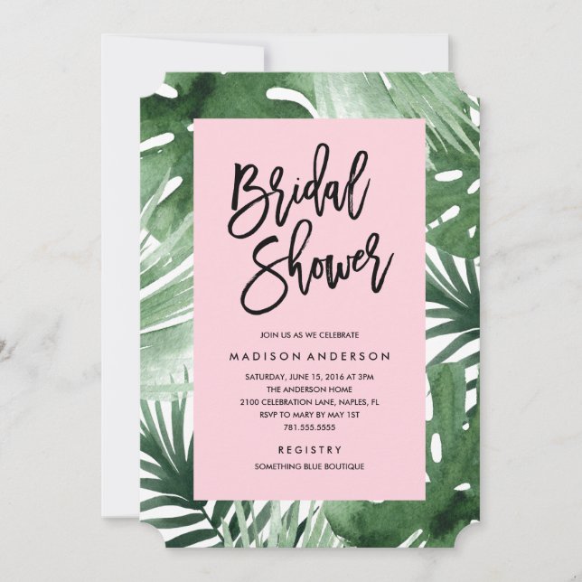 Invitación a la ducha de novias tropicales (Anverso)