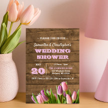 Invitación a la ducha de novias Tulips & Barnwood