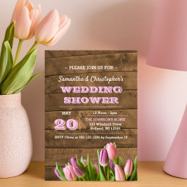 Invitación a la ducha de novias Tulips & Barnwood