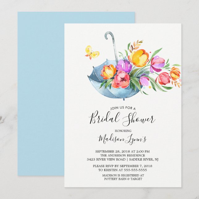 Invitación a la ducha de novias Tulips en primaver (Anverso / Reverso)