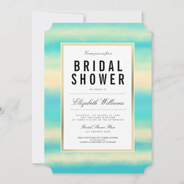 Invitación a la ducha de novias turquesa verde azu (Anverso)
