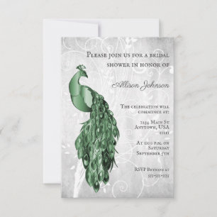 Invitación a la ducha de novias verde esmeralda
