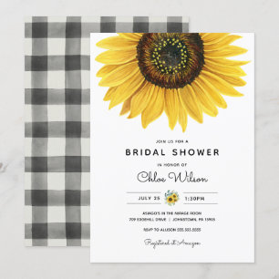 Invitación a la ducha de nupcial con girasol acuar