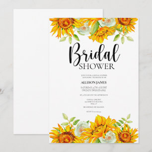 Invitación a la ducha de nupcial con girasol acuar