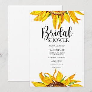 Invitación a la ducha de nupcial con girasol acuar